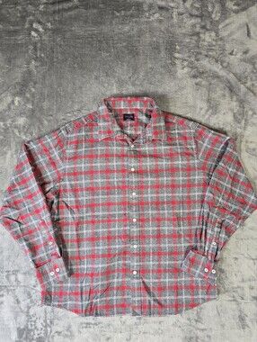 Untuckit Jaxon Red & Gray Flannel Button Up Shirt Size XL
